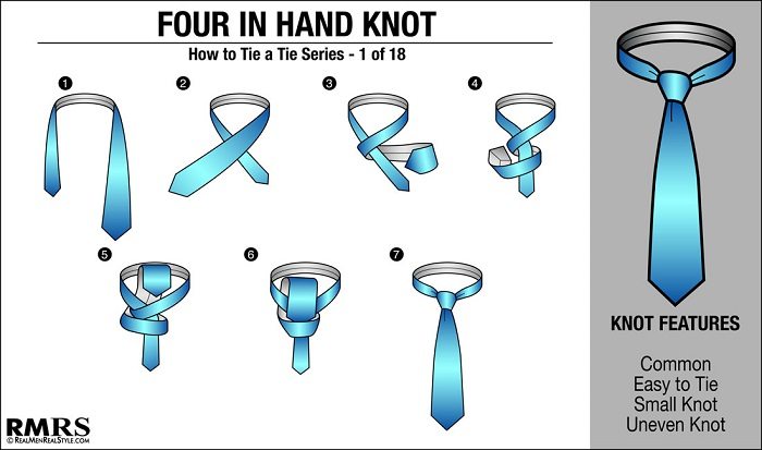 how to tie a tie: four in hand knot