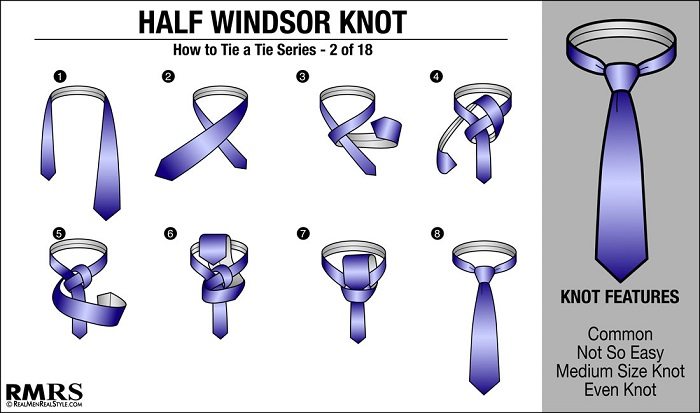 half windsor knot how to tie a tie: half Windsor knot