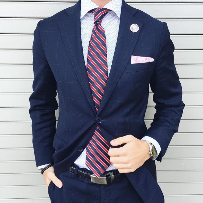 regimental tie with suit