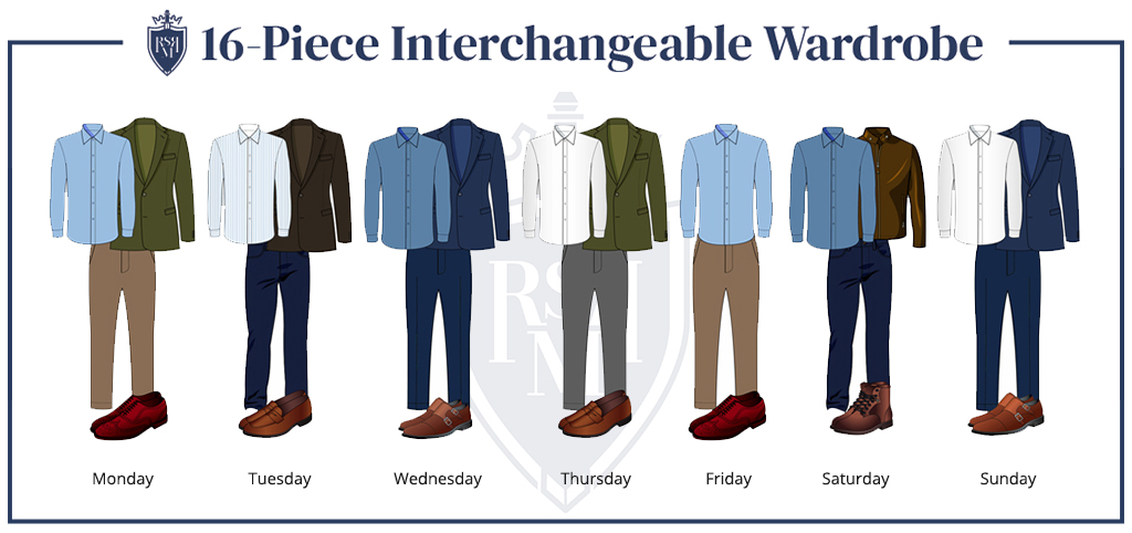 Infographic - 16-Piece Interchangeable Wardrobe