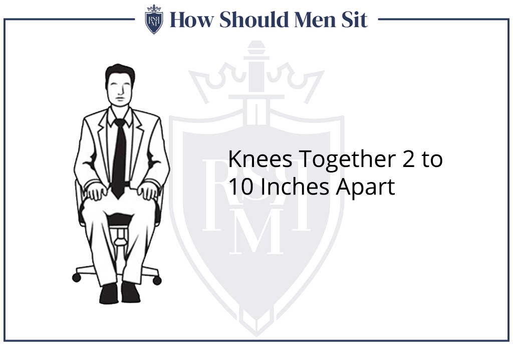 men sitting with knees together