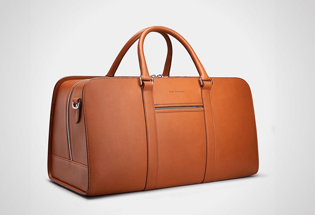 Brown leather duffle bag 