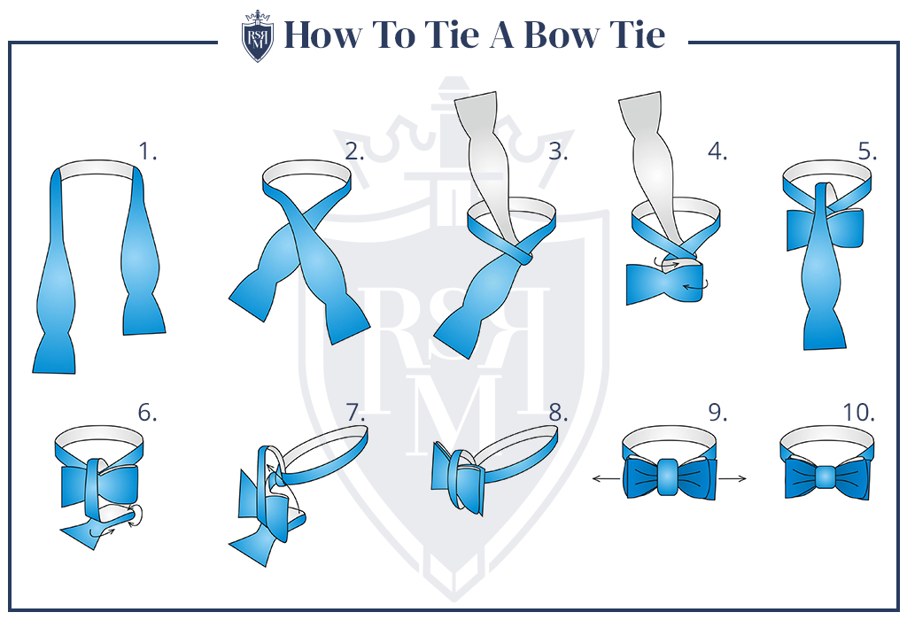 Infographic how to tie a bow tie in steps