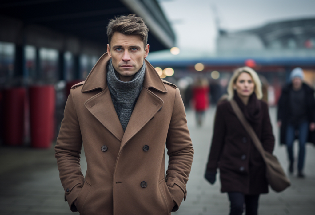 man wearing female coat