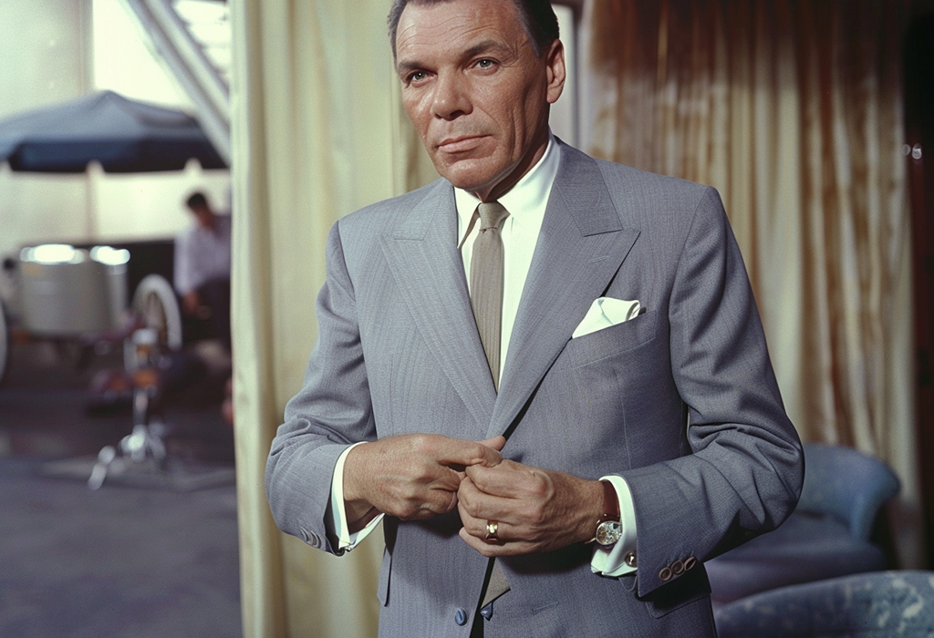 Frank Sinatra wearing a sharkskin suit