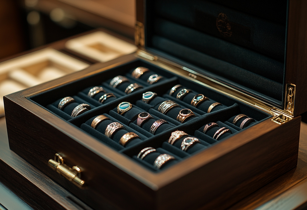 box with men's rings