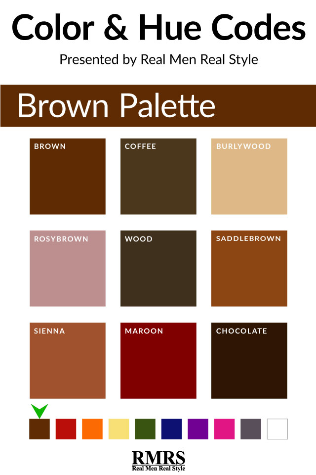 color and hue codes brown palette
